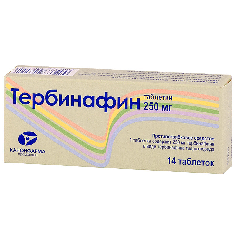 Тербинафин таблетки 250мг №14 Канонфарма   по цене от 305 .
