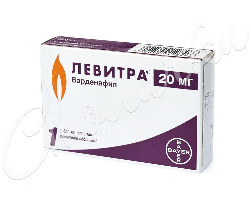 Левитра таблетки покрытые оболочкой 20мг №1 купить в Москве по цене от 0  рублей