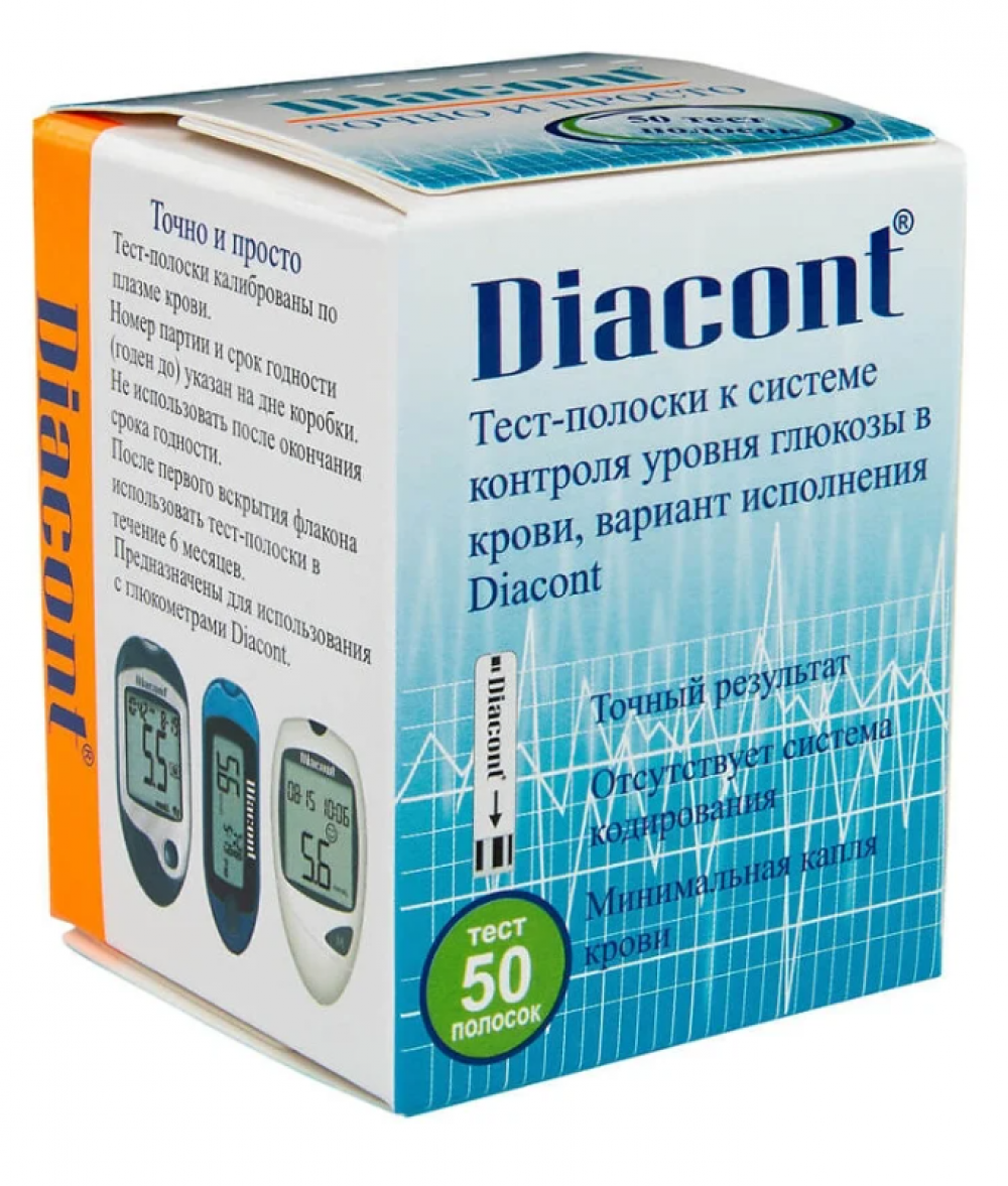 Диаконт тест-полоски для глюкометра №50 купить в Одинцово по цене от 0 ...