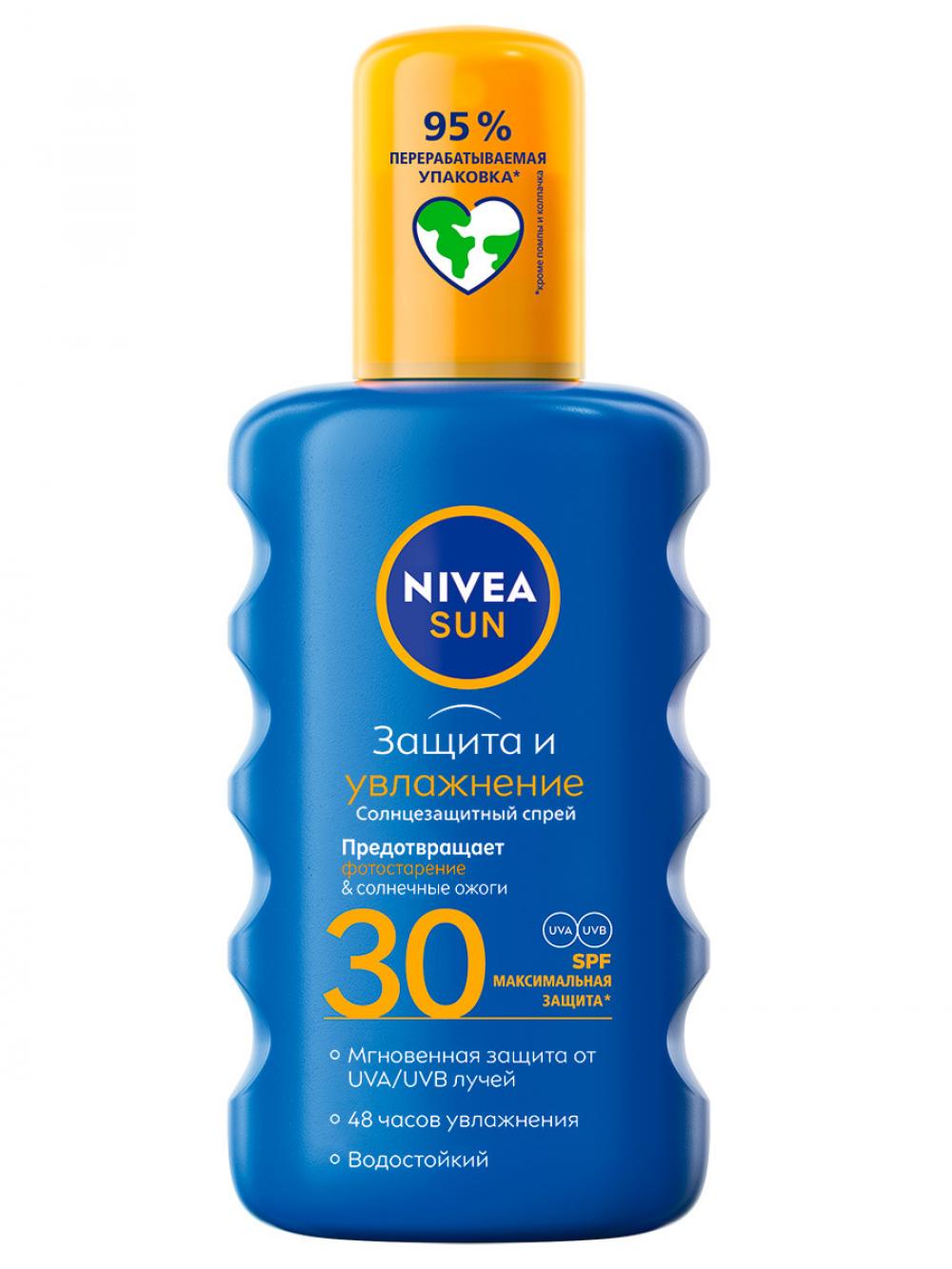 Нивея Сан спрей солнцезащитный Защита и увлажнение SPF30 200мл 85402 ...