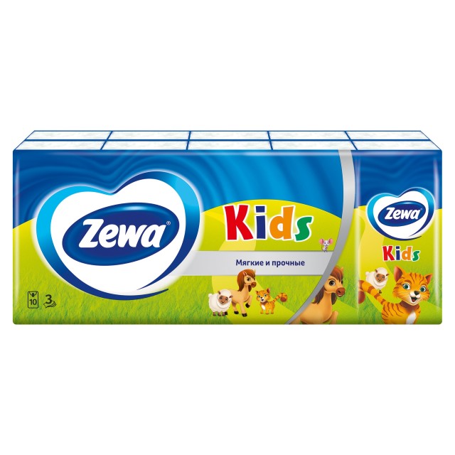 Изображение товара Зева Кидс платочки бумажные для детей №10х10