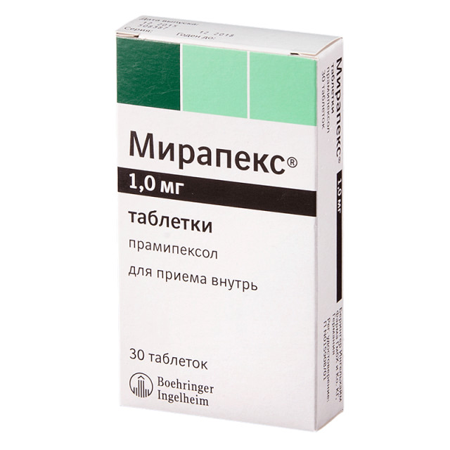 Мирапекс таблетки 1мг №30 купить в Москве по цене от 999.5 рублей
