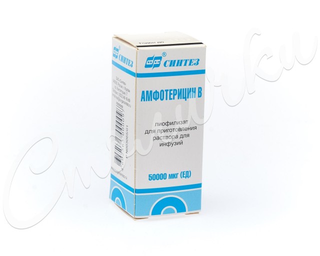 Амфотерицин B лиофилизат для инфузий 50000 ЕД 10мл купить в Москве по цене от 38.5 рублей