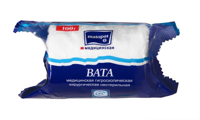 Изображение товара Матопат Вата хлопок 100г натуральное перевязочное средство