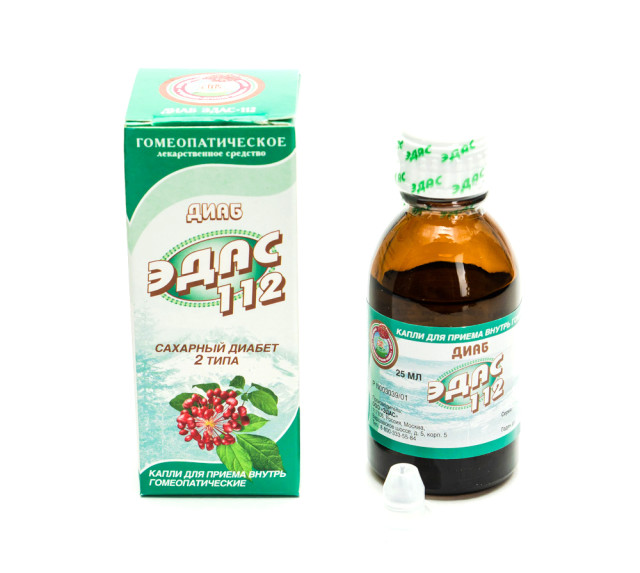 Изображение товара Гомеопатические капли Диаб Эдас-112 для терапии сахарного диабета 2 типа 25 мл