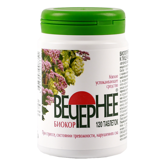 Изображение товара Вечернее Биокор (валериана/хмель/мята) таблетки №120