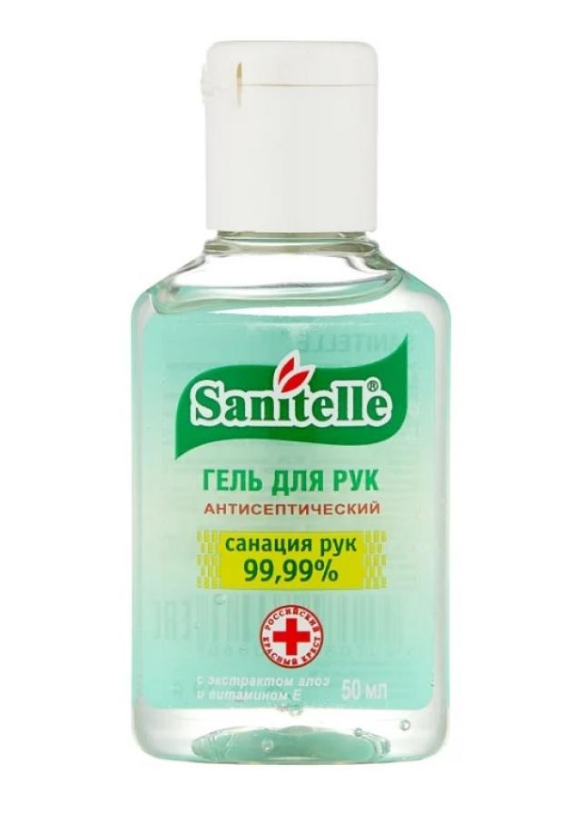 Изображение товара Антисептический гель для рук Санитель с алоэ и витамином Е 50мл быстрое уничтожение микроорганизмов