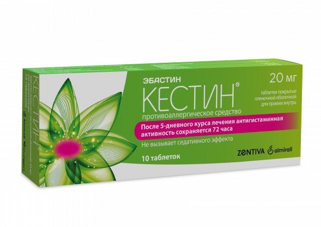 Изображение товара Кестин таблетки 20мг покрытые оболочкой для аллергии и крапивницы, 10 шт