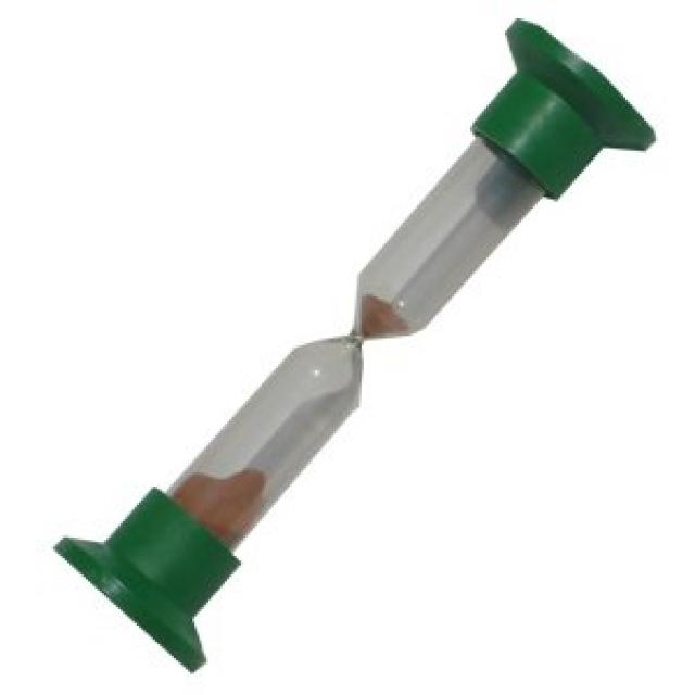 Изображение товара Песочные часы 10 минут стеклянные с пластиковыми подставками яркие цвета