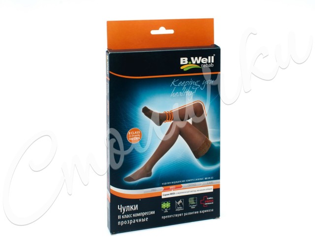 Изображение товара Компрессионные чулки Би Велл Рехаб MED 2 кл прозрачные ажурные р 2 черные JW-222