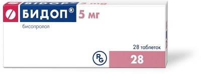 Изображение товара Бидоп 5 мг таблетки покрытые оболочкой №28 для гипертензии и профилактики стенокардии
