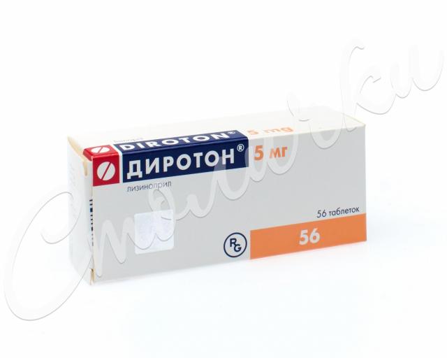 Изображение товара Диротон таблетки 5мг 56 шт для снижения артериального давления гипертонии