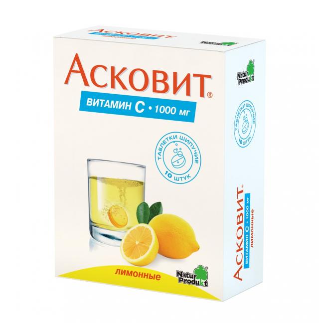 Изображение товара Асковит Витамин С 1000мг лимон таблетки шипучие 10 шт