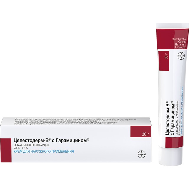 Изображение товара Целестодерм-В с Гарамицином крем 30г для лечения дерматитов и кожных инфекций