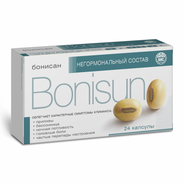 Изображение товара Бонисан капсулы 460мг No24 - помогает при симптомах климакса, фитоэстрогены