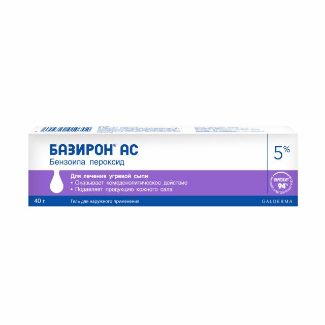 Базирон АС гель 5% 40г купить в Москве по цене от 1190 рублей