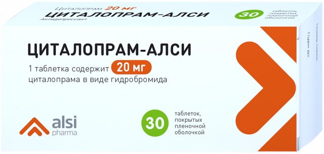 Изображение товара Циталопрам-АЛСИ таблетки 20мг No30 - антидепрессант, рецептурный препарат