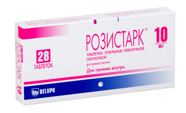 Изображение товара Розистарк 10 мг таблетки покрытые оболочкой №28 для снижения холестерина и профилактики сердечно-со