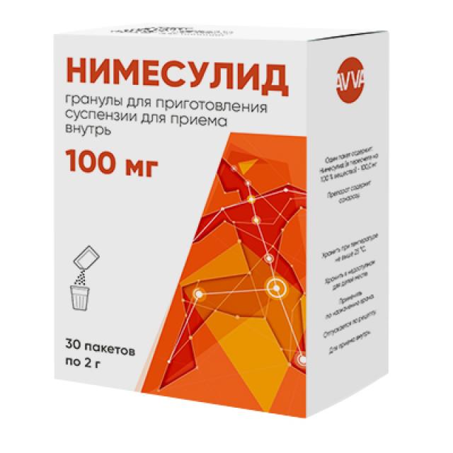 Изображение товара Нимесулид гранулы для приготовления суспензии 100мг 2г №30 АВВА