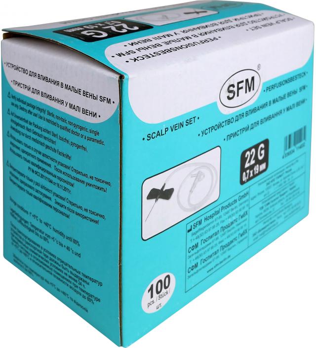 Изображение товара СФМ катетер д/малых вен игла-бабочка 22G (0,70х19мм) Изображение товара СФМ катетер д/малых вен игла-бабочка 22G (0,70х19мм)
