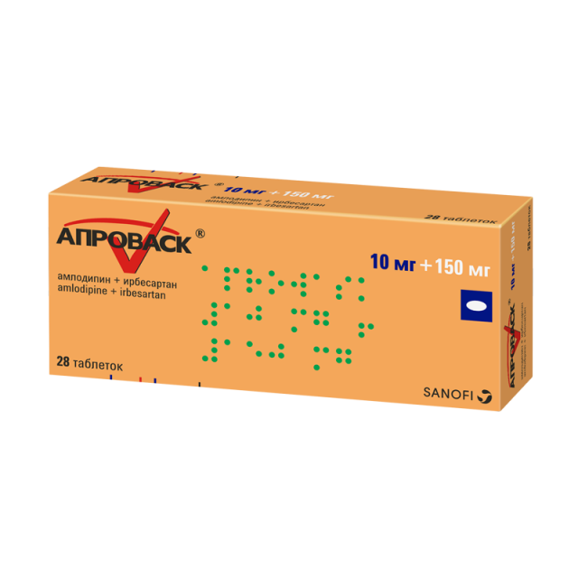 Изображение товара Апроваск таблетки покрытые оболочкой 10мг+150мг №28 для лечения гипертензии