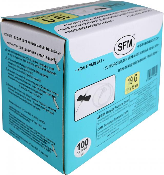 Изображение товара СФМ катетер д/малых вен игла-бабочка 19G (1,10х19мм) Изображение товара СФМ катетер д/малых вен игла-бабочка 19G (1,10х19мм)