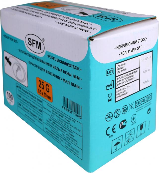 Изображение товара СФМ катетер д/малых вен игла-бабочка 25G (0,50х19мм) Изображение товара СФМ катетер д/малых вен игла-бабочка 25G (0,50х19мм)