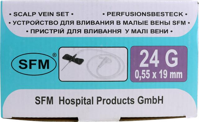 Изображение товара СФМ катетер д/малых вен игла-бабочка 24G (0,55х19мм)