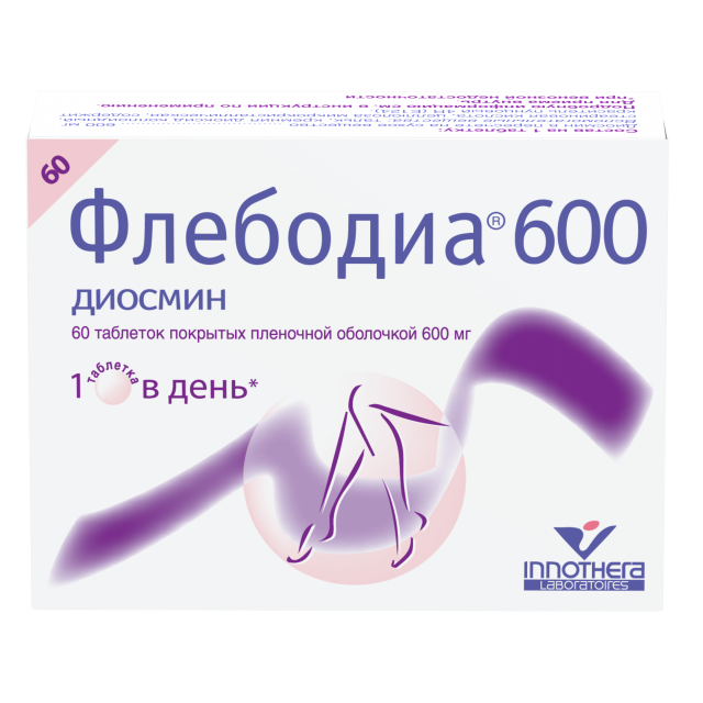 Изображение товара Флебодиа 600 таблетки покрытые оболочкой для лечения лимфовенозной недостаточности и геморроя