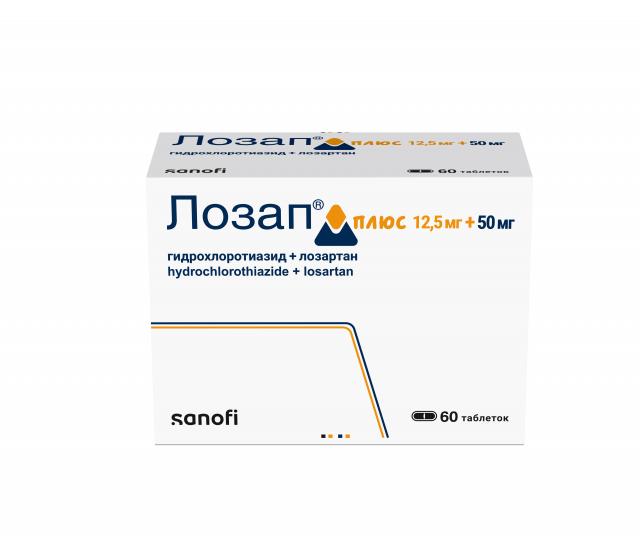 Изображение товара Лозап плюс таблетки покрытые оболочкой 12,5мг+50мг 60 шт