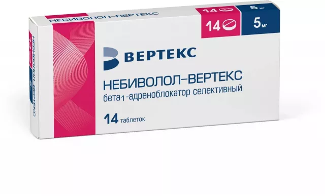 Изображение товара Небиволол-Вертекс 5 мг таблетки №14 для гипертензии и сердечных заболеваний