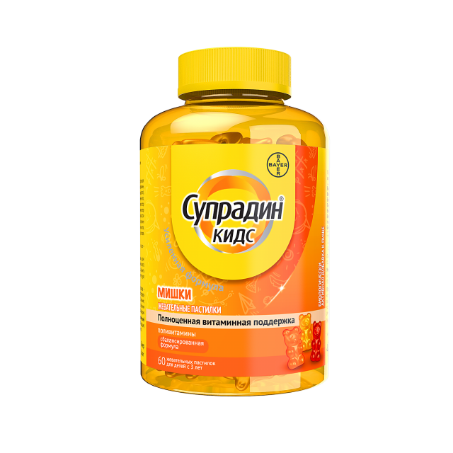 Изображение товара Супрадин Кидс Мишки жевательные пастилки витаминов для детей 60 шт, 4 г