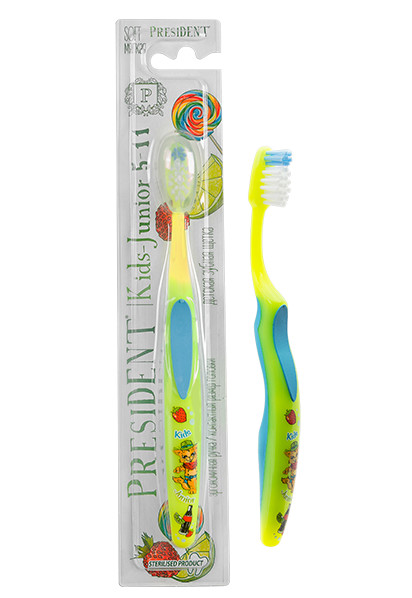 Изображение товара Детская зубная щетка President Kids-Junior для детей от 5 до 11 лет