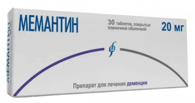Изображение товара Мемантин таблетки 20 мг покрытые оболочкой №30 для лечения деменции и Альцгеймера