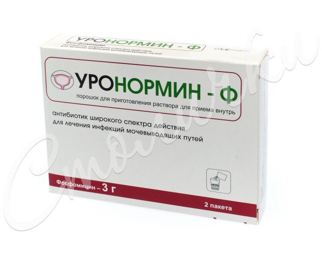 Изображение товара Уронормин-Ф гранулы для приготовления раствора 3 г №2 для лечения инфекций мочевыводящих путей