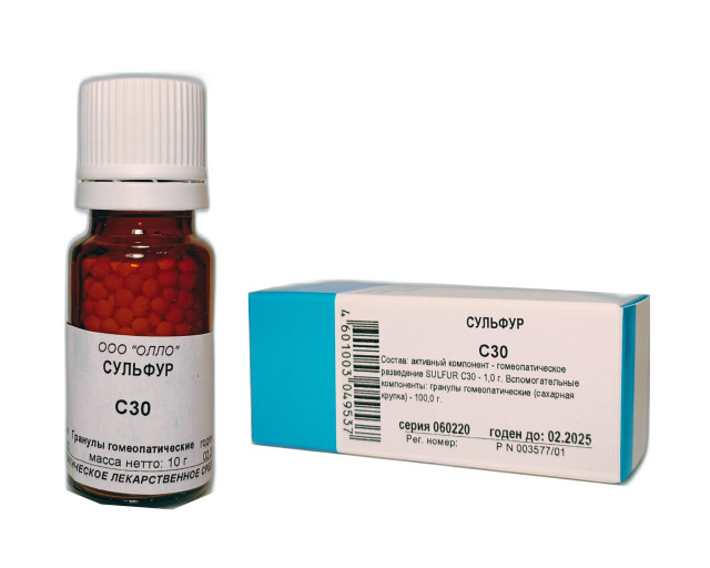 Изображение товара Сульфур С-30 гранулы 10г для гомеопатии и лечения различных заболеваний