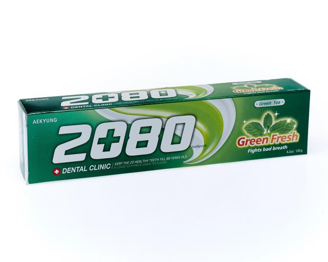 Изображение товара Зубная паста Dental Clinic 2080 Тотал зеленый чай мята 120г для взрослых эффективная защита