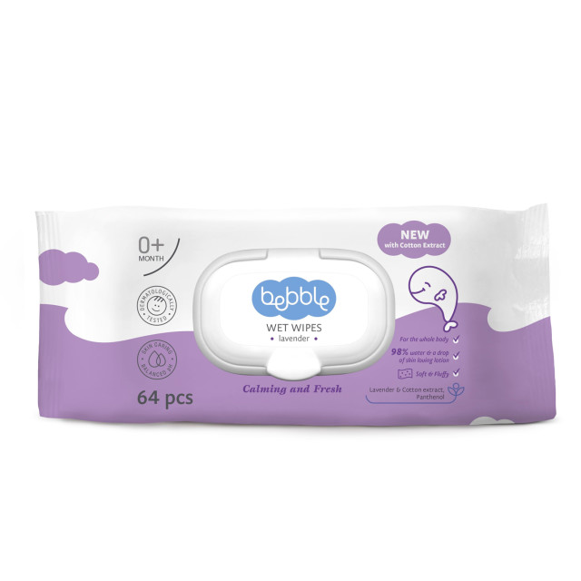 Изображение товара Влажные салфетки Bebble №64 для детей, гипоаллергенные и с ромашкой