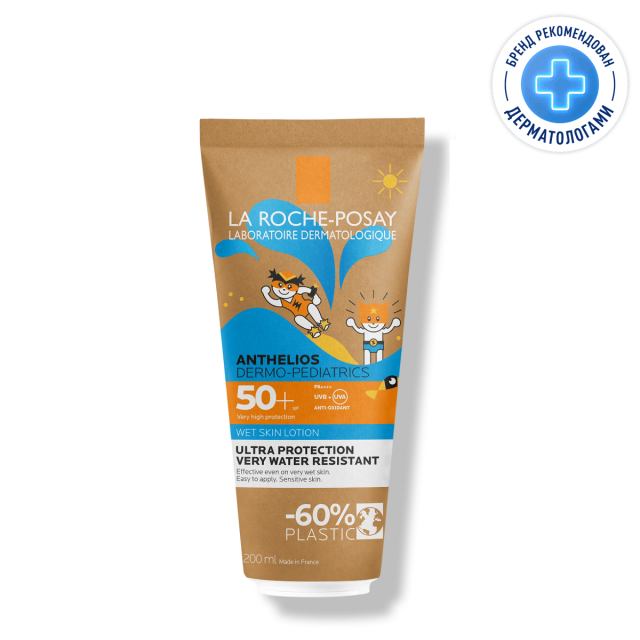Изображение товара Ля рош позе Антгелиос Дермо-Педиатрикс гель для лица и тела с технологией нанесения на влажную кожу SPF50+ 200мл