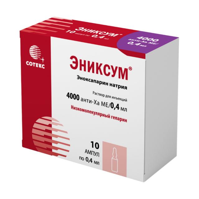 Изображение товара Эниксум 10000 анти-Ха МЕ/мл раствор для подкожных инъекций 10 шприцев