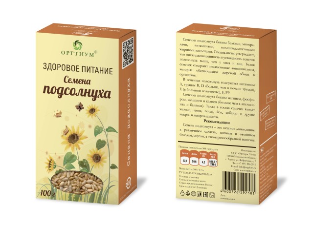 Оргтиум Подсолнух семена очищ. 100г купить в Москве по цене от 0 рублей