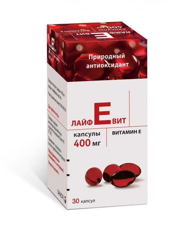 Изображение товара ЛайфЕвит капсулы 400 мг №30 витамин Е для здоровья сосудов иммунитета
