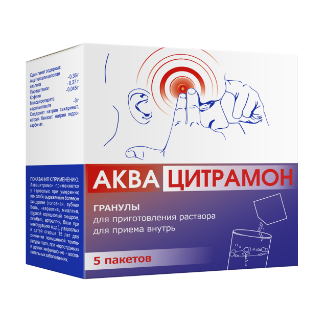 Изображение товара Аквацитрамон гранулы 3г №5 для облегчения боли и снижения температуры
