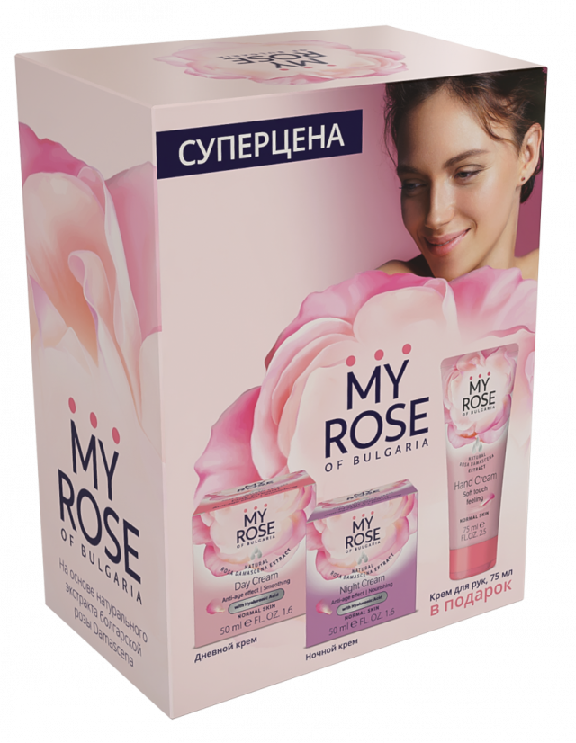 Изображение товара Набор кремов для лица и рук Май Роуз оф Болгария дневной ночной и для рук