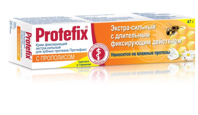 Протефикс крем для фиксации зубных протезов экстра сильный прополис 40мл купить в Москве по цене от 343 рублей