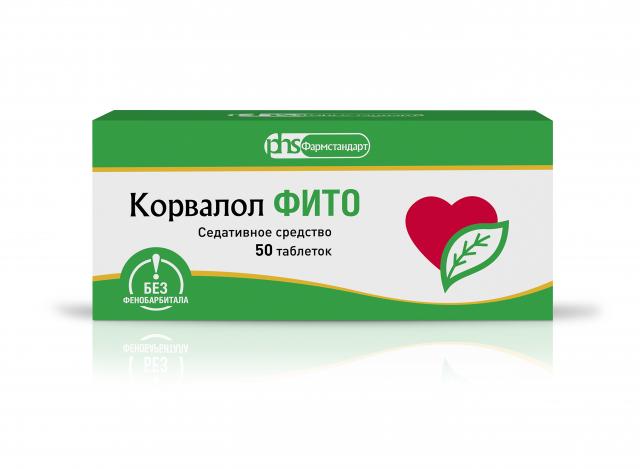 Изображение товара Корвалол Фито таблетки №50 — седативное и спазмолитическое средство для нервной системы и сердца