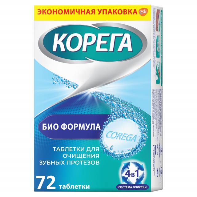 Корега таблетки для очищения зубных протезов Биоформула №72 купить в Москве по цене от 658 рублей
