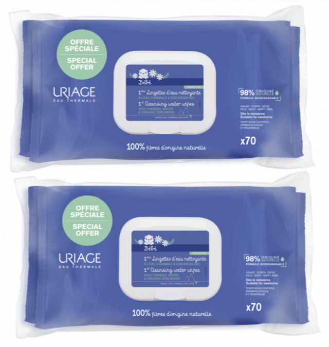 Изображение товара Урьяж Бебе Первые салфетки очищающие для детей и новорожденных №70х2