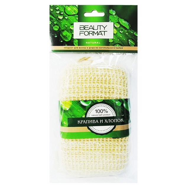 Изображение товара Бьюти Формат мочалка натур. крапива/хлопок брус арт.45464-8038
