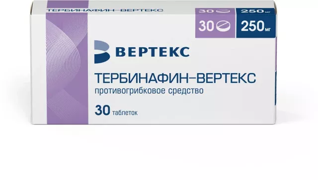 Изображение товара Тербинафин-Вертекс таблетки 250 мг для лечения грибка ногтей и кожи